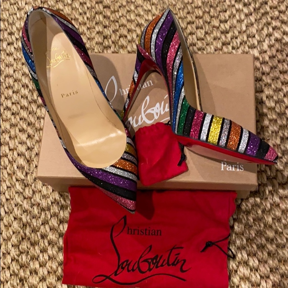 SOLD Authentic Christian Louboutin sparkle rainbow heel
